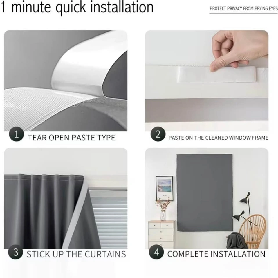 Brand New Self-Adhesive Blackout Curtain, Gray 35in x 40in - photo 4