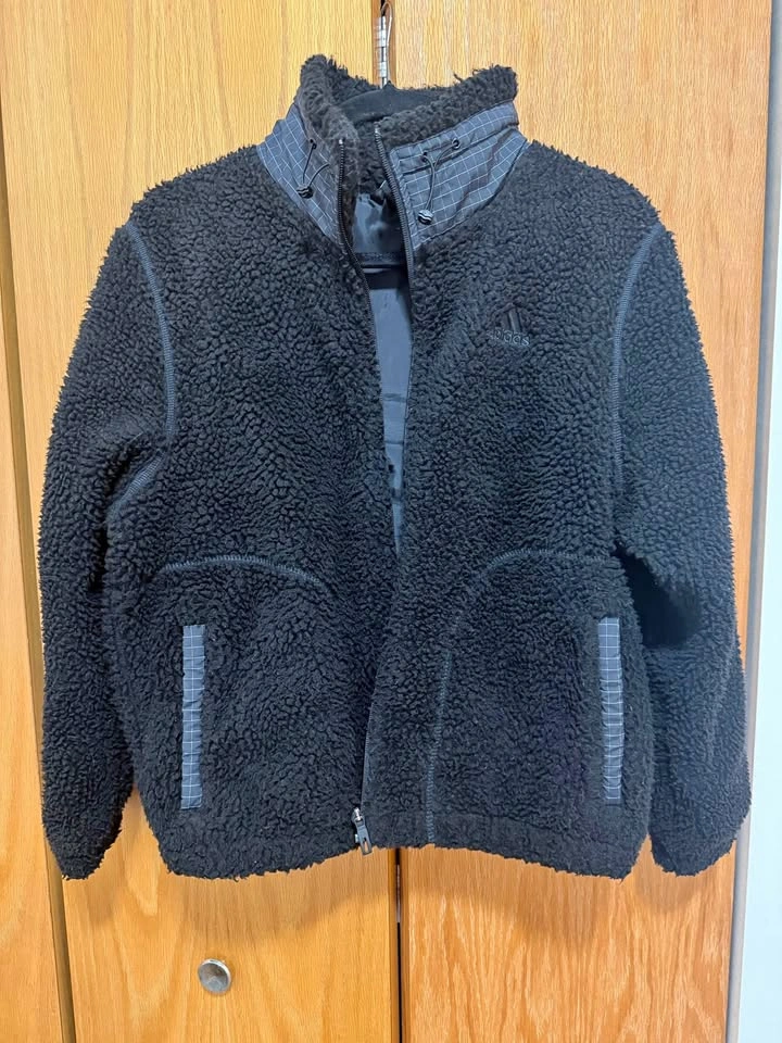 Adidas Black Sherpa Fleece Full-Zip Jacket (Size S)