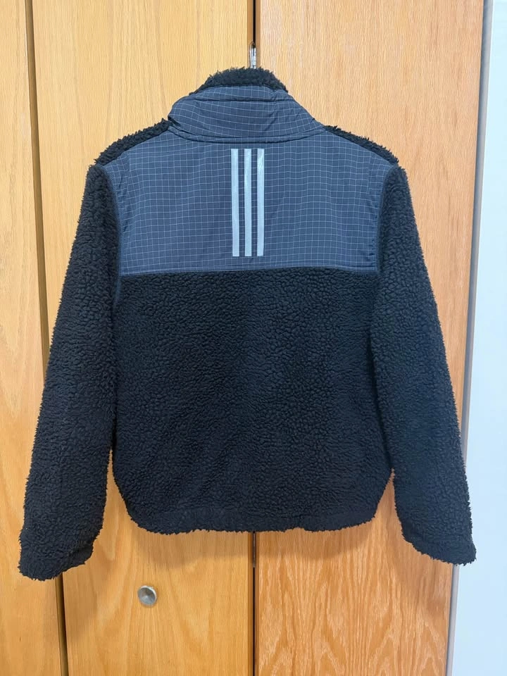 Adidas Black Sherpa Fleece Full-Zip Jacket (Size S) - photo 2