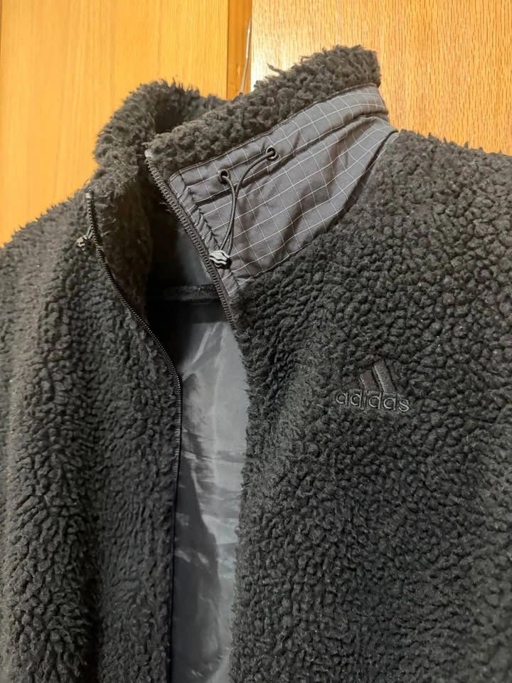 Adidas Black Sherpa Fleece Full-Zip Jacket (Size S) - photo 3