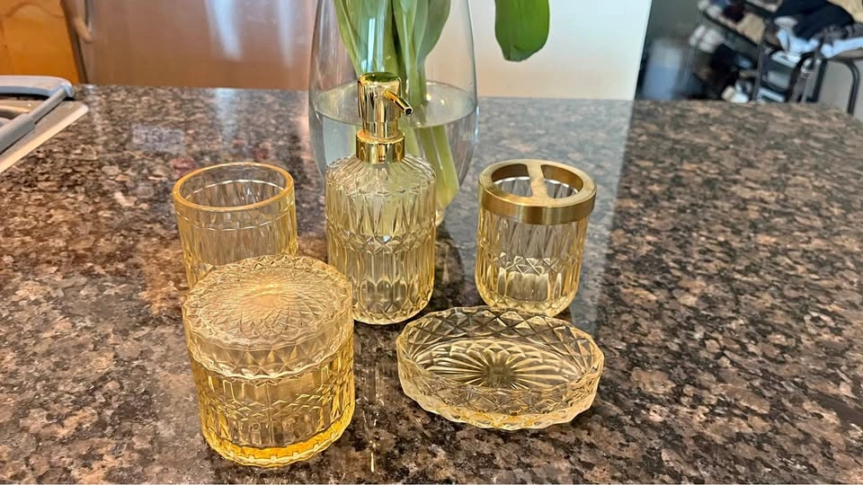 Gold Bathroom Accessories Set – 5 Pieces