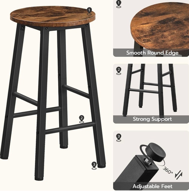 New in Box HOOBRO Bar Stools, 4-Pk, Counter Height 24.8" - photo 3