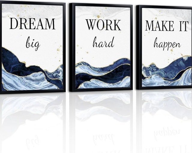 New in Box Motivational Wall Art, 12”x16”, 3pcs