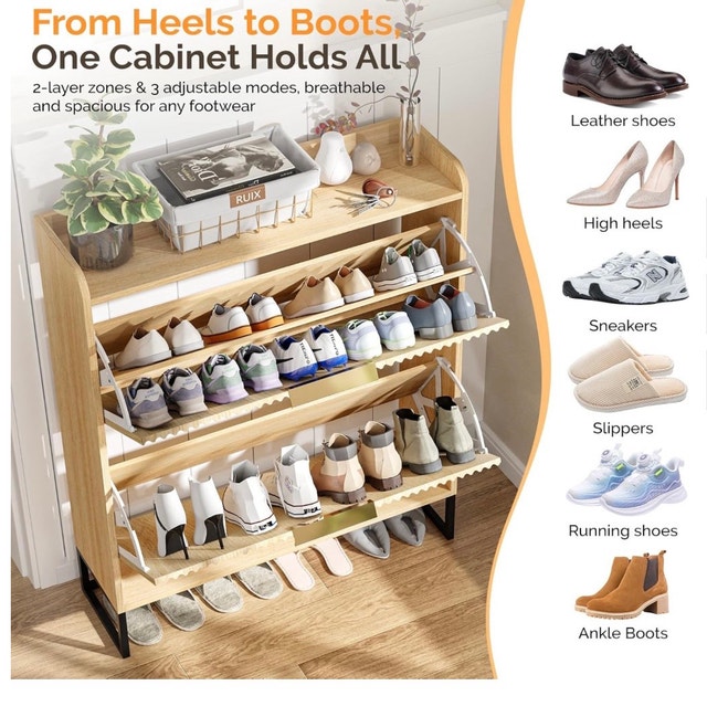 Brand New in Box VINGLI Fluted Shoe Cabinet, 2 Drawers - photo 4