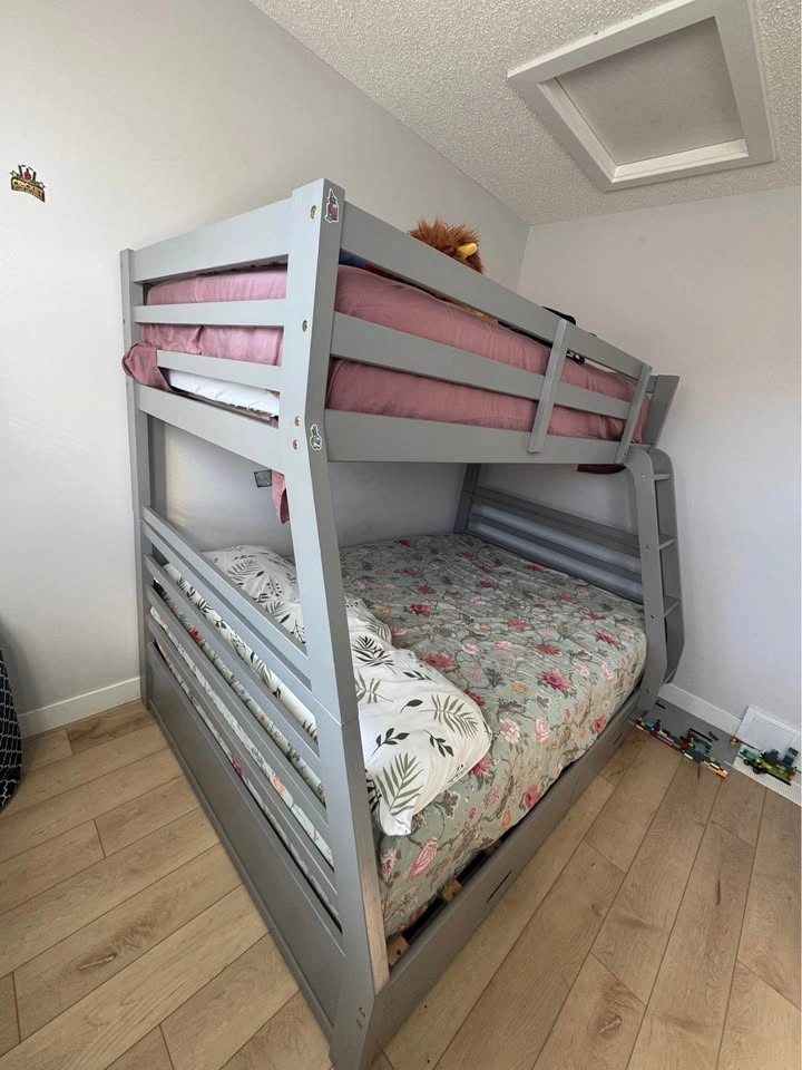 Gray Twin Over Full Bunk Bed with Storage Drawers - photo 2