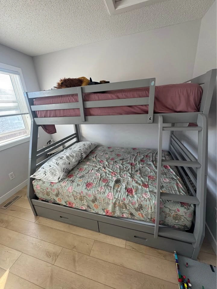 Gray Twin Over Full Bunk Bed with Storage Drawers - photo 3