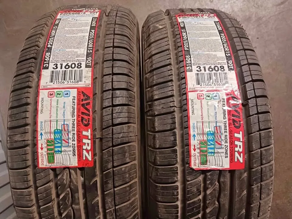205 60 r15 TWO NEW YOKOHAMA AVID TRZ ALL SEASON CAR TIRES thumbnail
