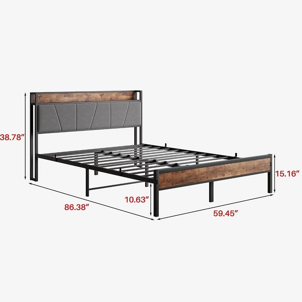 New Queen Bed Frame with Upholstered Storage Headboard - photo 2