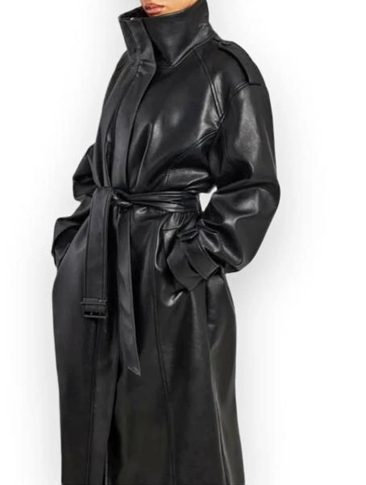 Leather trench coat