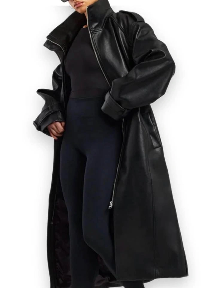 Leather trench coat - photo 3