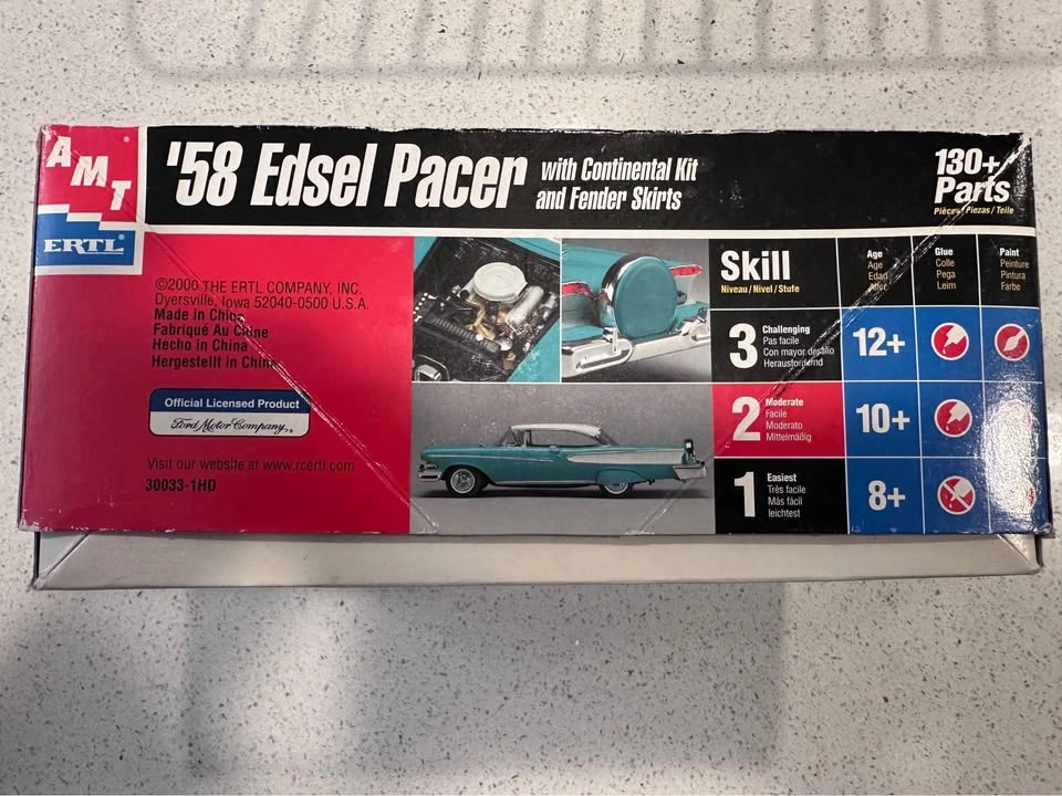AMT '58 EDSEL PACER w/ CONTINENTAL KIT MODEL KIT FACTORY SEALED - photo 3