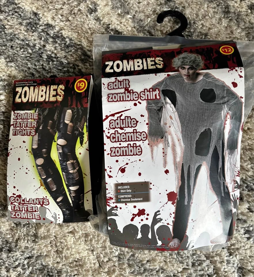 Adult Zombie Shirt & Zombie Tatter Tights Set