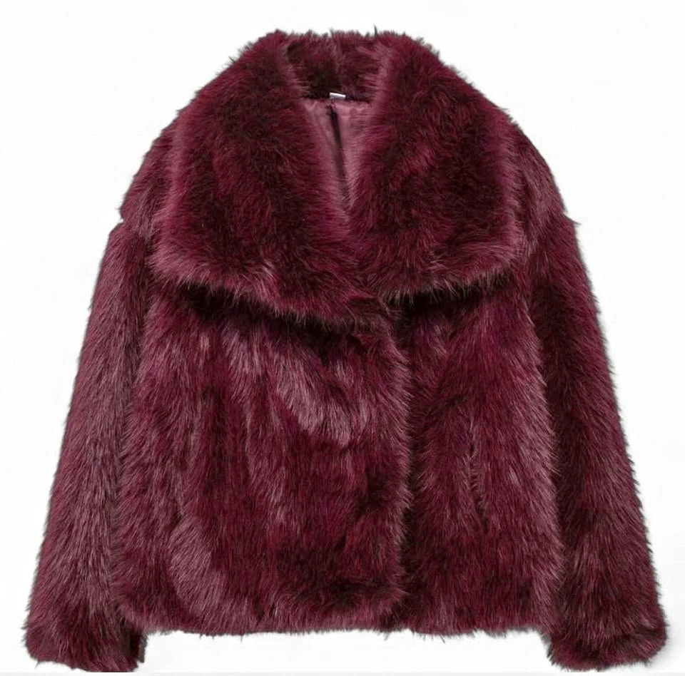Burgundy fur coat