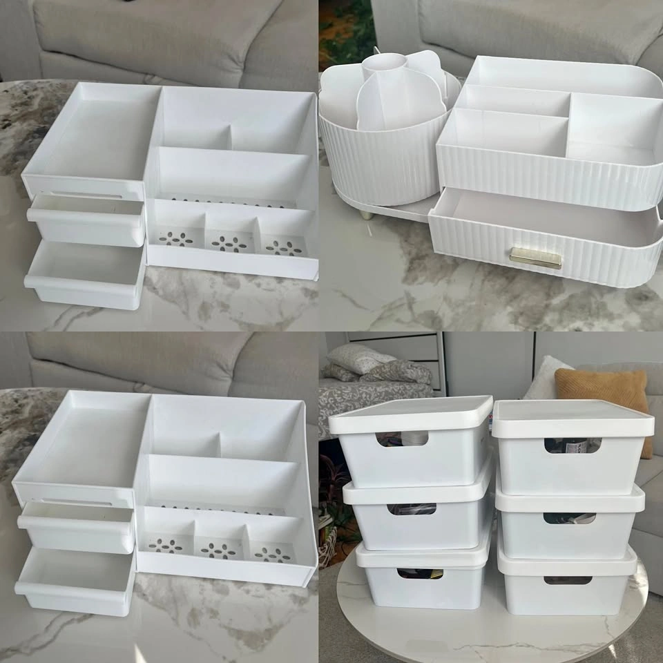 9-Piece White Storage & Makeup Organizer Set