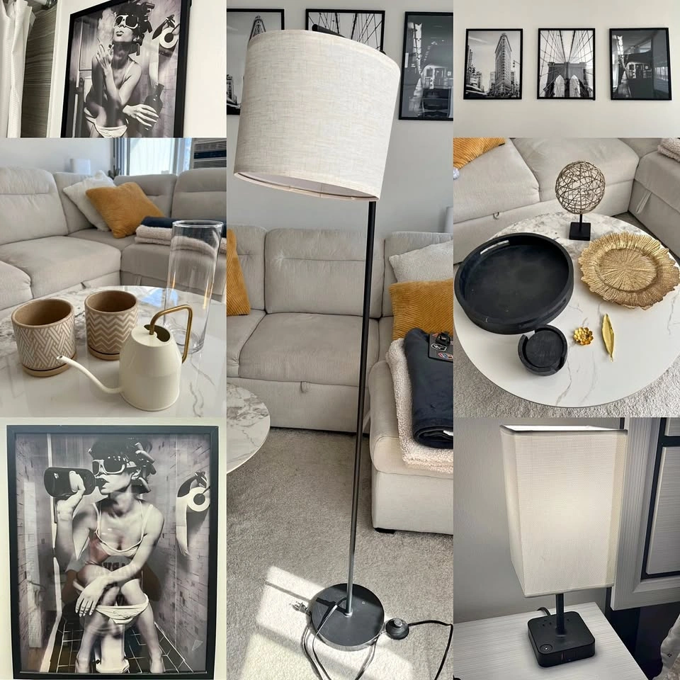 Black & Gold Home Decor & Lighting Bundle – 15 Pieces