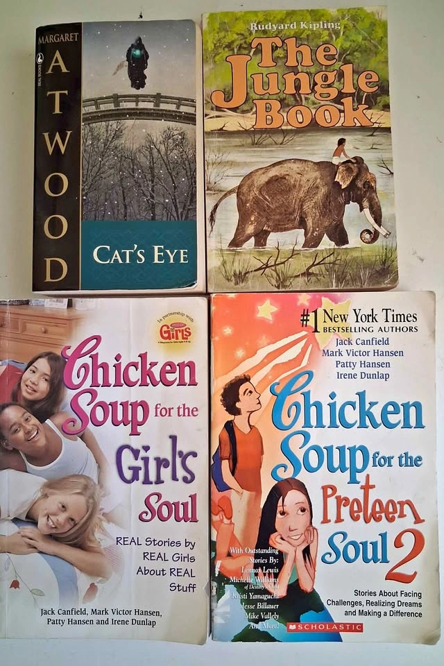 Assorted Books: Cat's Eye, The Jungle Book, and Chicken Soup