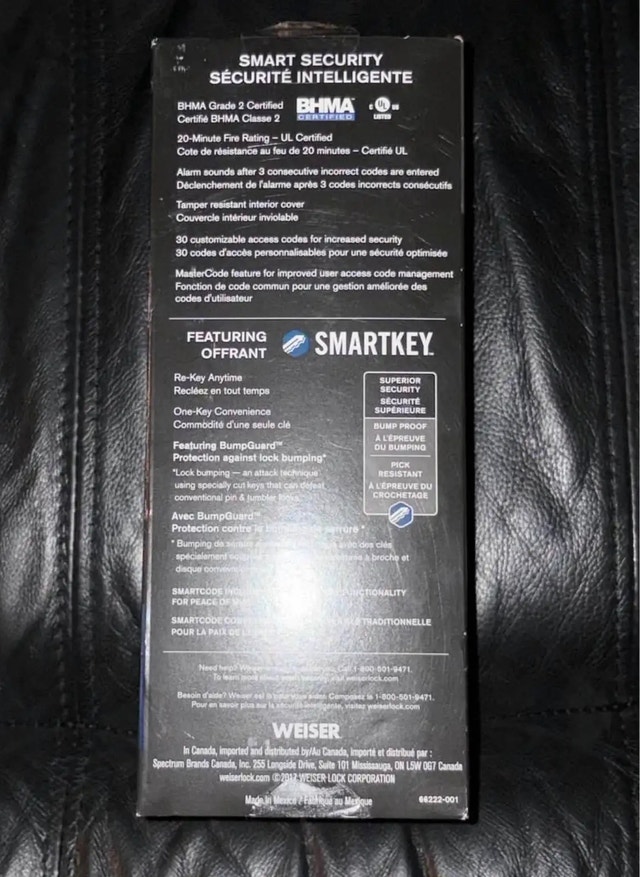 Weiser Smart Code (Electronic Deadbolt) - photo 4