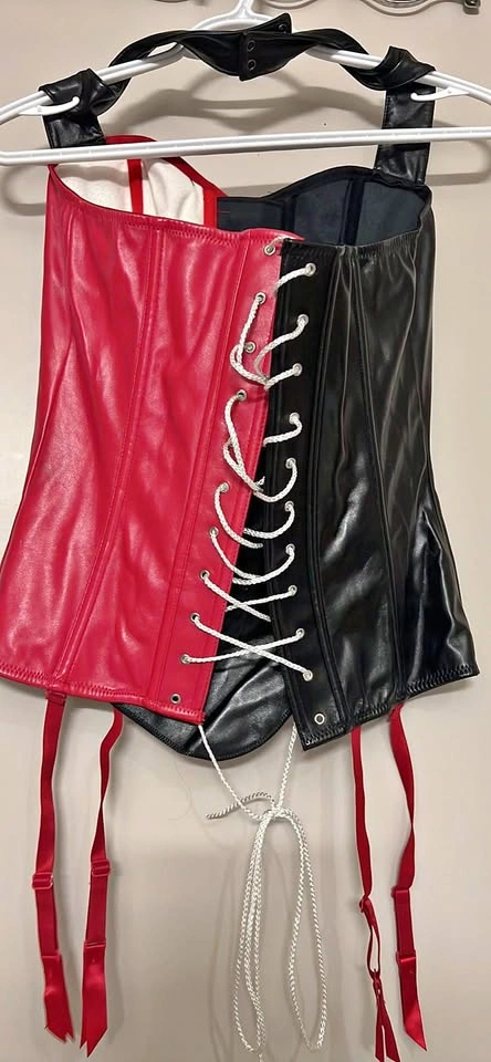 Harley Quinn Corset Red And Black Size XL