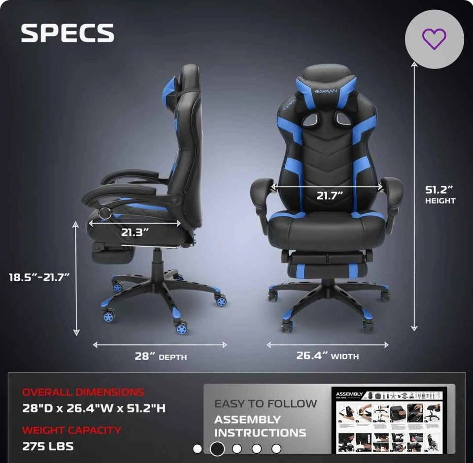 RESPAWN 110 Gaming Chair with Footrest - photo 4