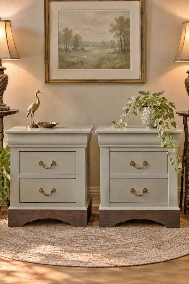 Pair of Sage Green Nightstands