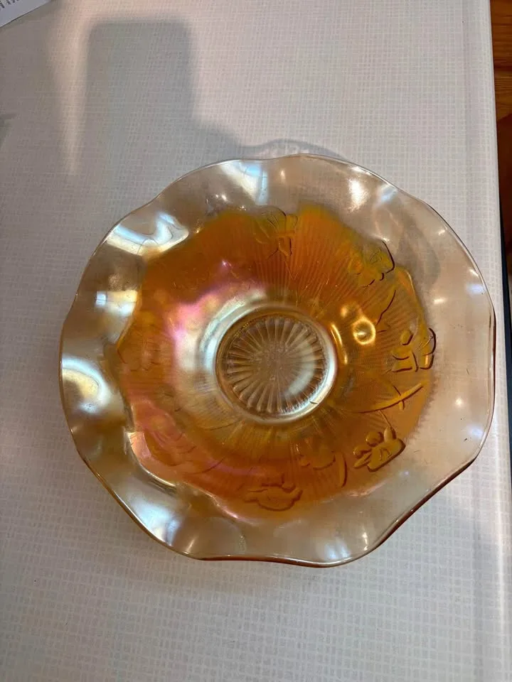 Vintage Carnival Glass Large Centerpiece Bowl thumbnail