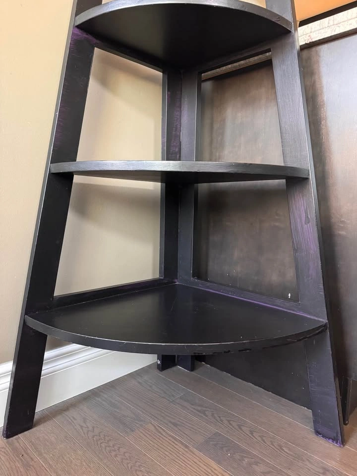 Black Painted Wood Corner Shelf - photo 4