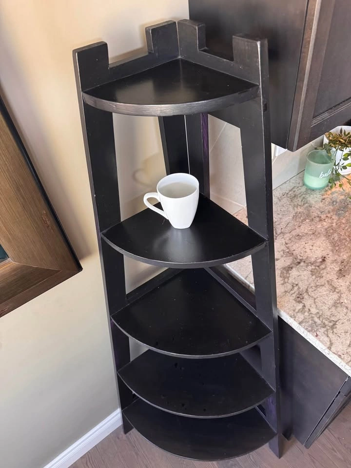 Black Painted Wood Corner Shelf - photo 5