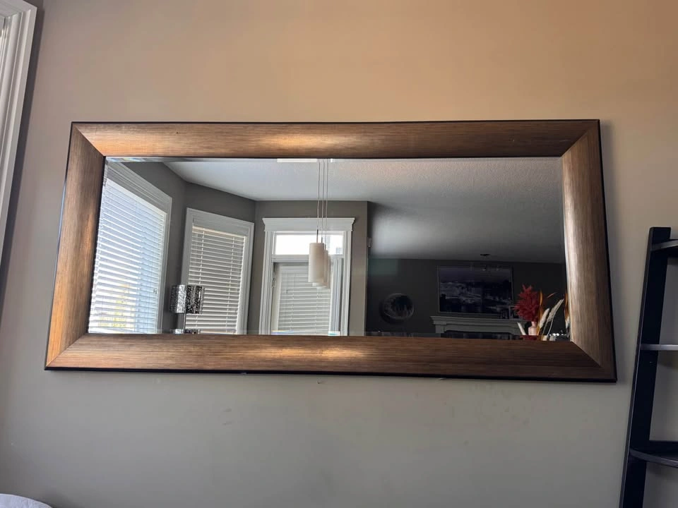 Oversized Wall Mirror with Wide Brushed Bronze Finish Frame - photo 2