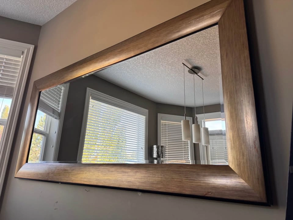 Oversized Wall Mirror with Wide Brushed Bronze Finish Frame - photo 3