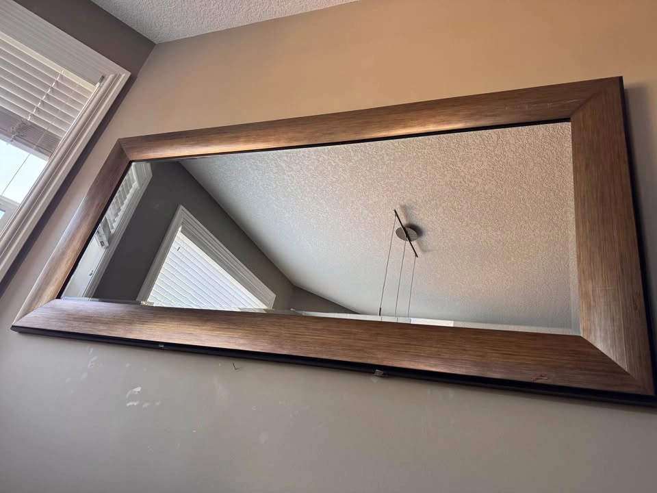 Oversized Wall Mirror with Wide Brushed Bronze Finish Frame - photo 4