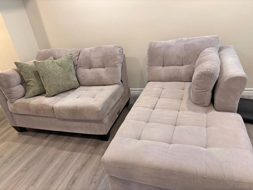 Modern 2-Piece Sectional Sofa - Taupe/Grey