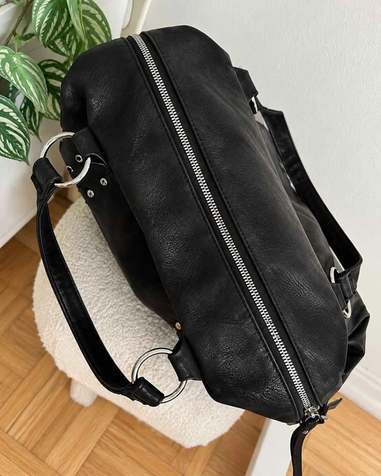 Black PU suede very spacious everyday tote bag - photo 3