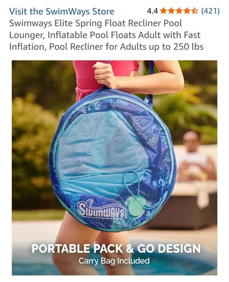 Swimways Elite Spring Float Recliner Pool Lounger - photo 2