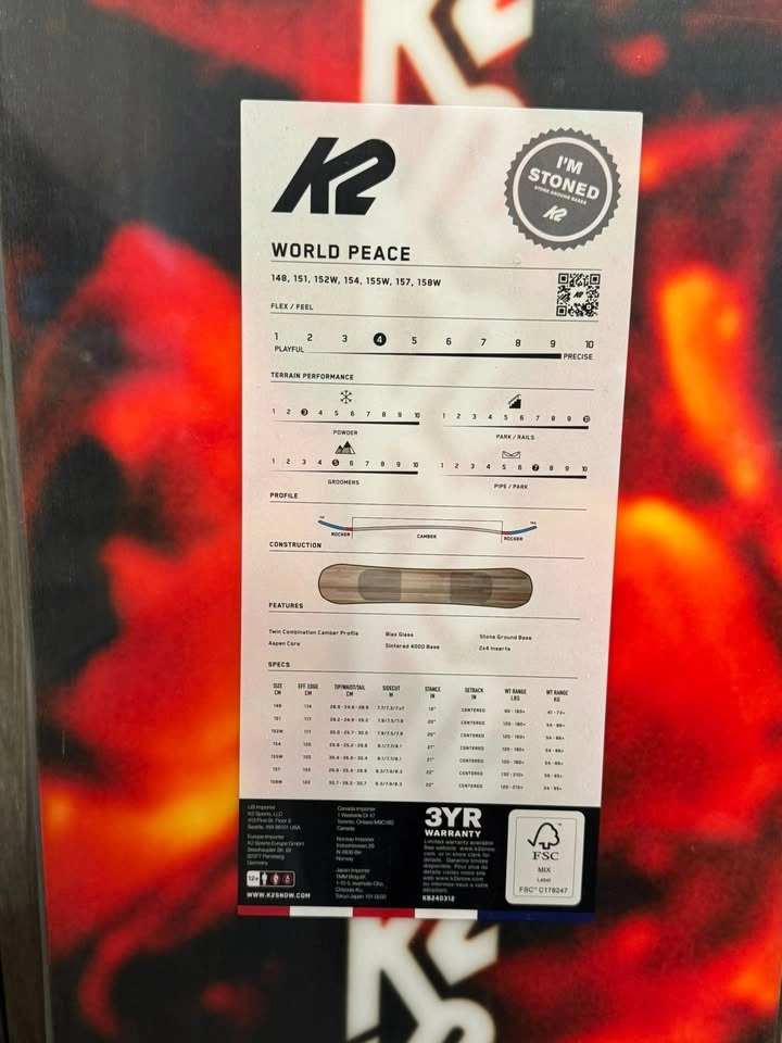 2025 K2 World Peace Snowboard (154cm) + Nitro Bindings - photo 3