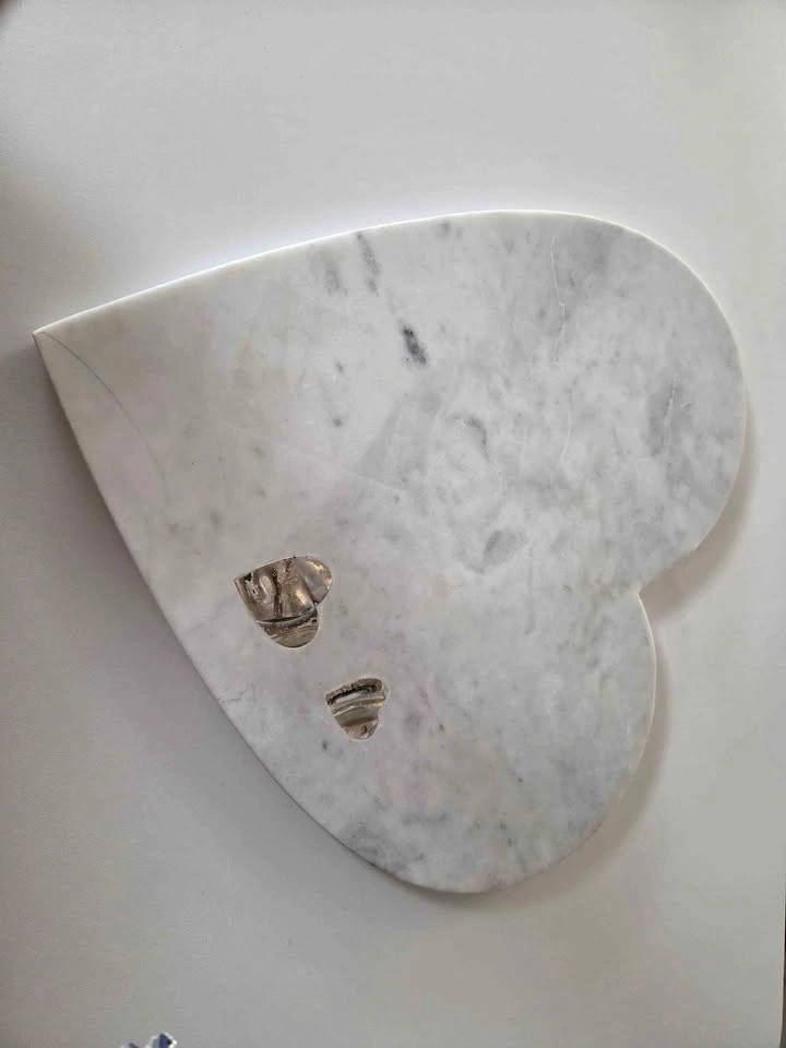 Decorative Marble Slab with Mother-of-Pearl Heart Detail