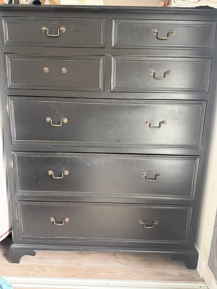 Black Wooden Chest of Drawers – 7 Drawers, 45"W - photo 3