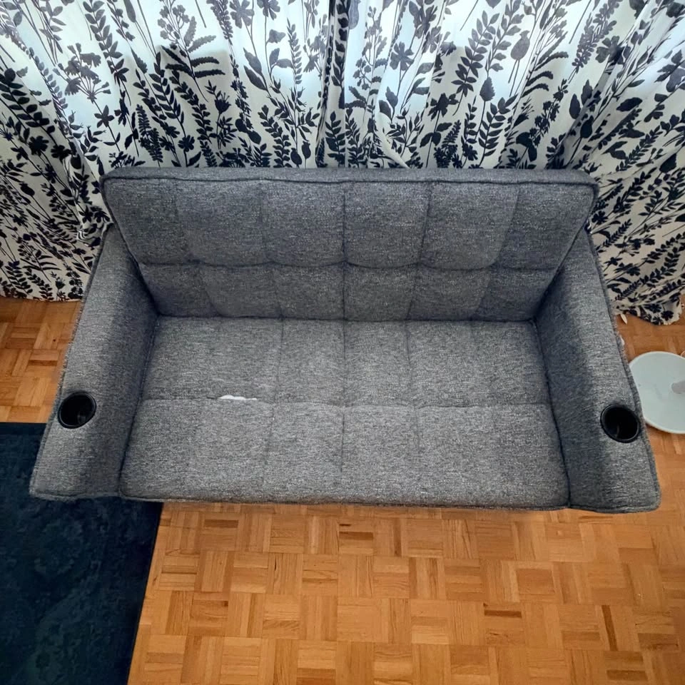 2-Seater Sofa Bed with USB Charging – Grey - photo 2
