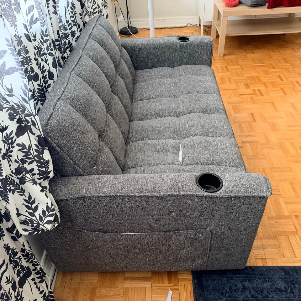 2-Seater Sofa Bed with USB Charging – Grey - photo 3