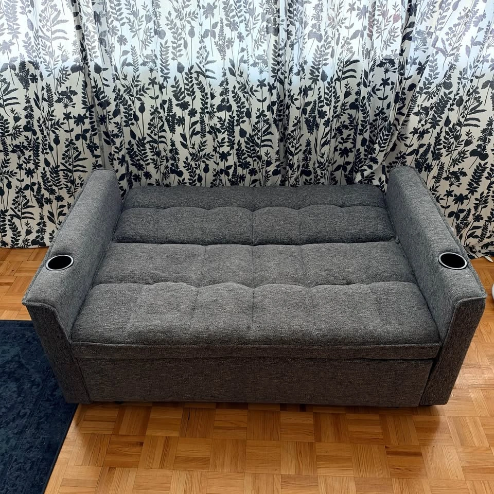 2-Seater Sofa Bed with USB Charging – Grey - photo 4