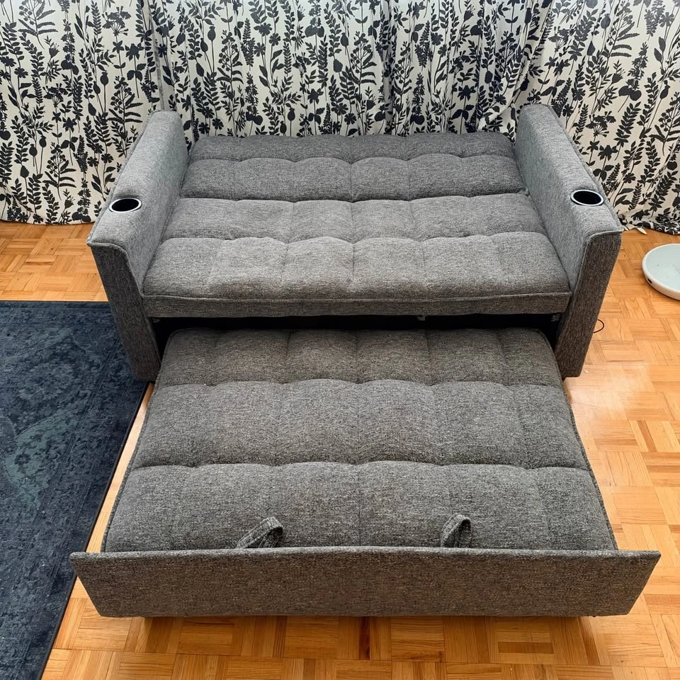 2-Seater Sofa Bed with USB Charging – Grey - photo 5