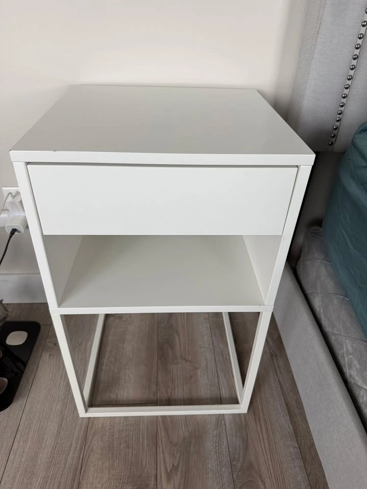 White Nightstand with Drawer and Shelf – 15.5"W - photo 2