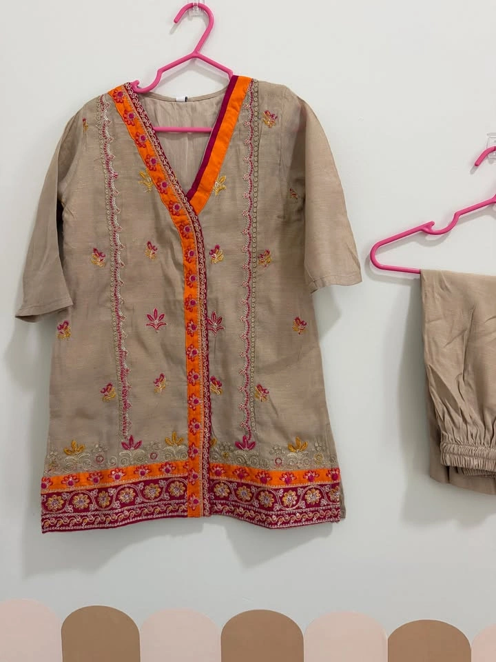 Beechtree kids - Beige and orange kurta set - photo 5