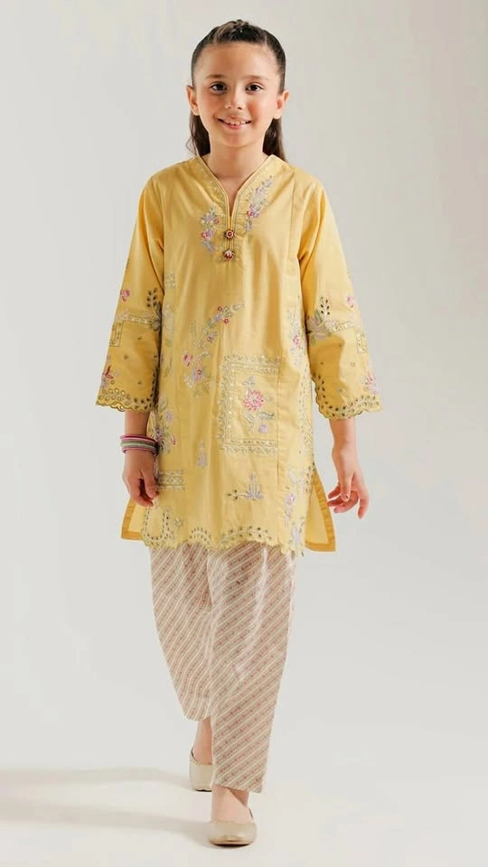 Ethnc kids - Pale yellow kurta set 🌼