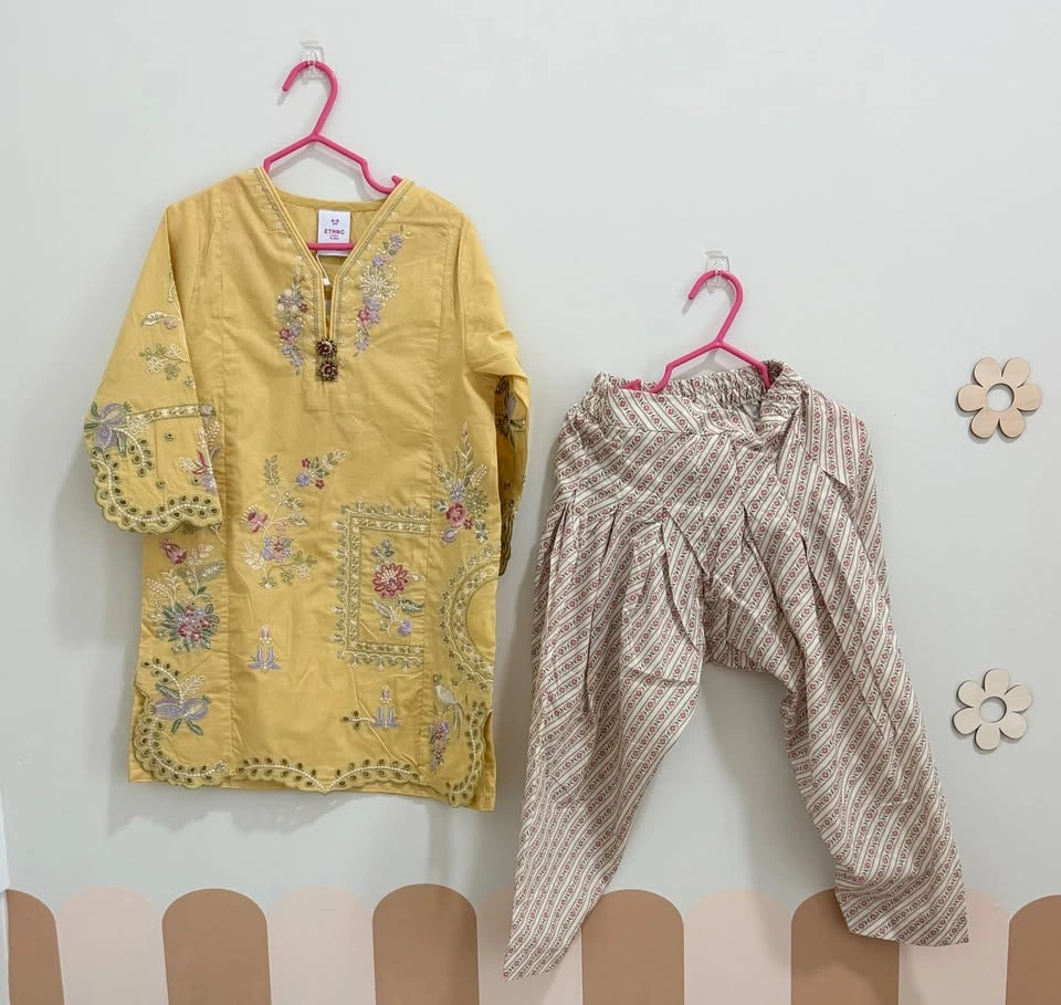 Ethnc kids - Pale yellow kurta set 🌼 - photo 3
