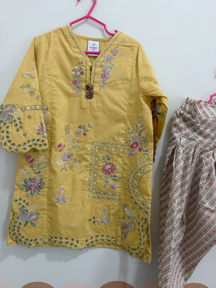 Ethnc kids - Pale yellow kurta set 🌼 - photo 4