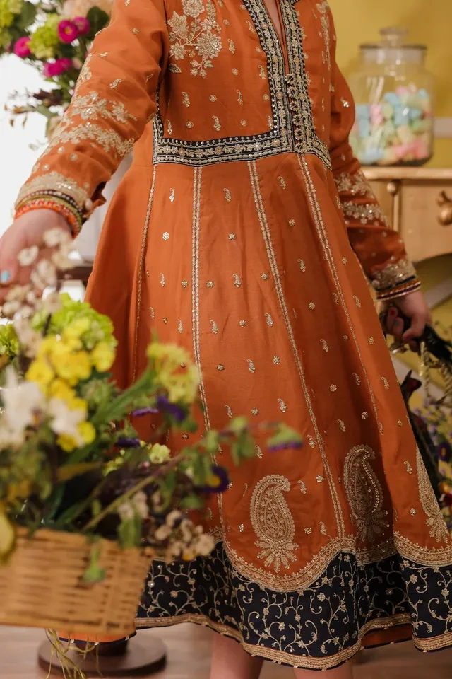 Ethnc Kids - Rust orange embroidered kurta - photo 2
