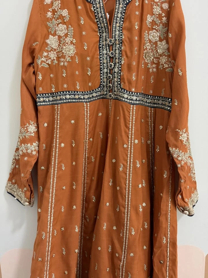 Ethnc Kids - Rust orange embroidered kurta - photo 4