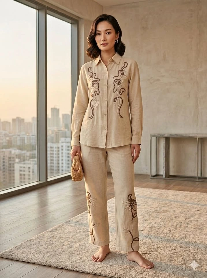 Cross stitch - Warm beige co-ord set 🤎