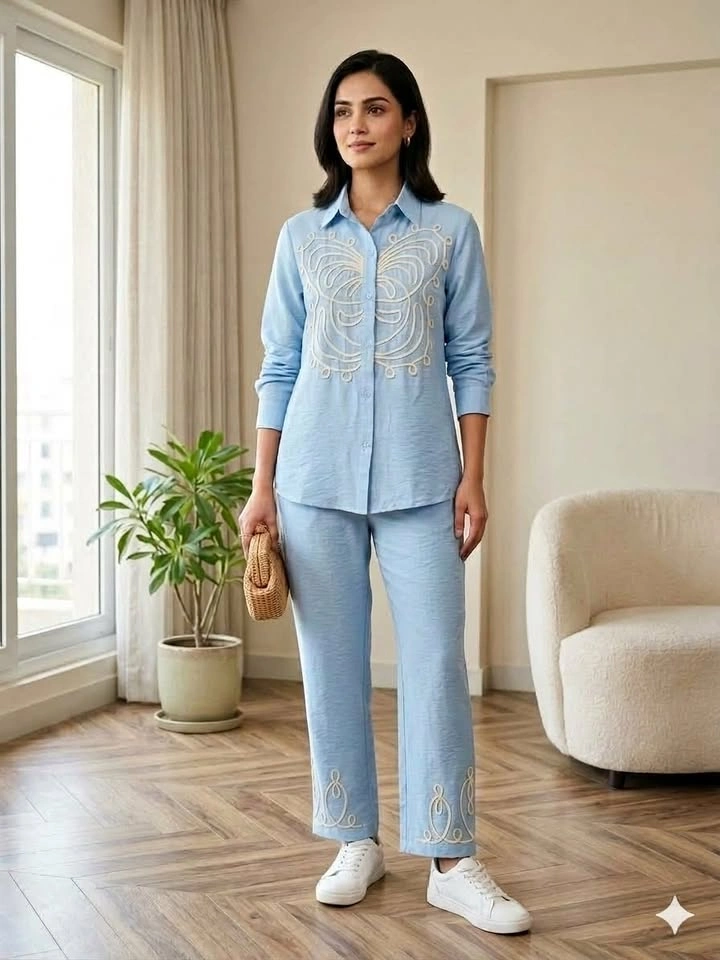 Cross stitch - Sky blue co-ord set