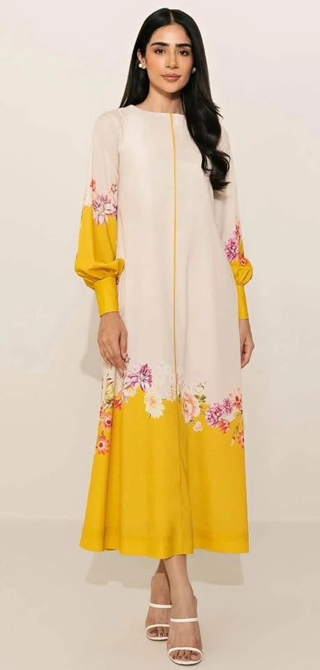 Lulusar - Mustard floral long gown 🌼